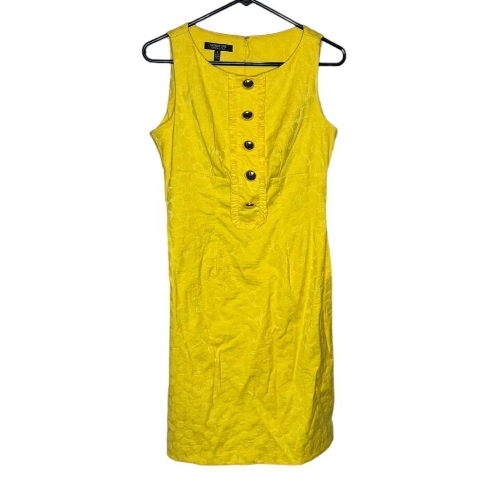 Signature London Style Sleeveless Yellow Floral Dress size 6